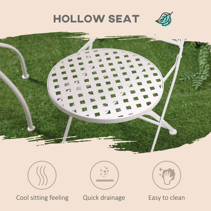 Sufi 3 Piece Metal Frame Bistro Table And Chair Set In White