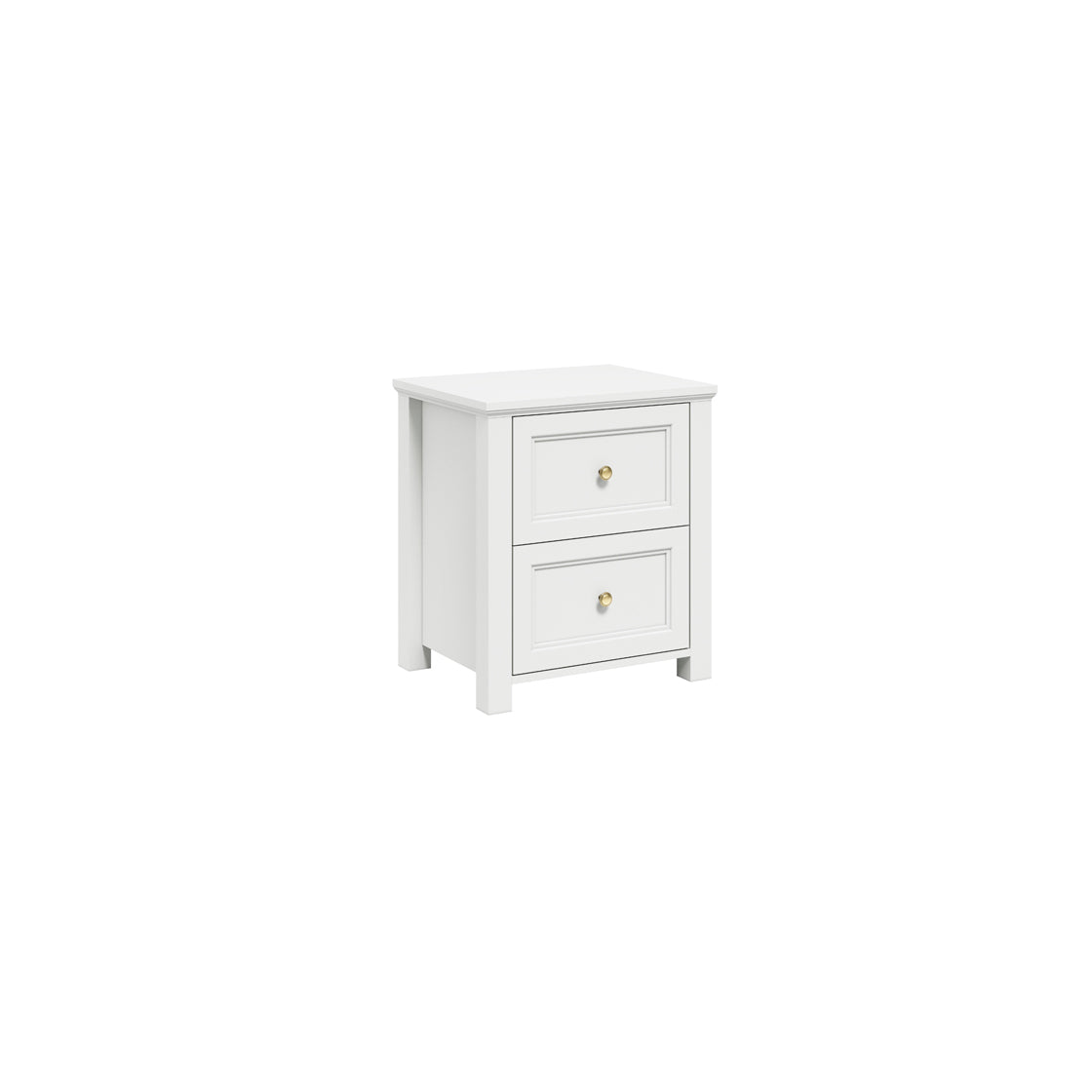 Tulle Panelled White Wood Bedside Table 2 Drawers