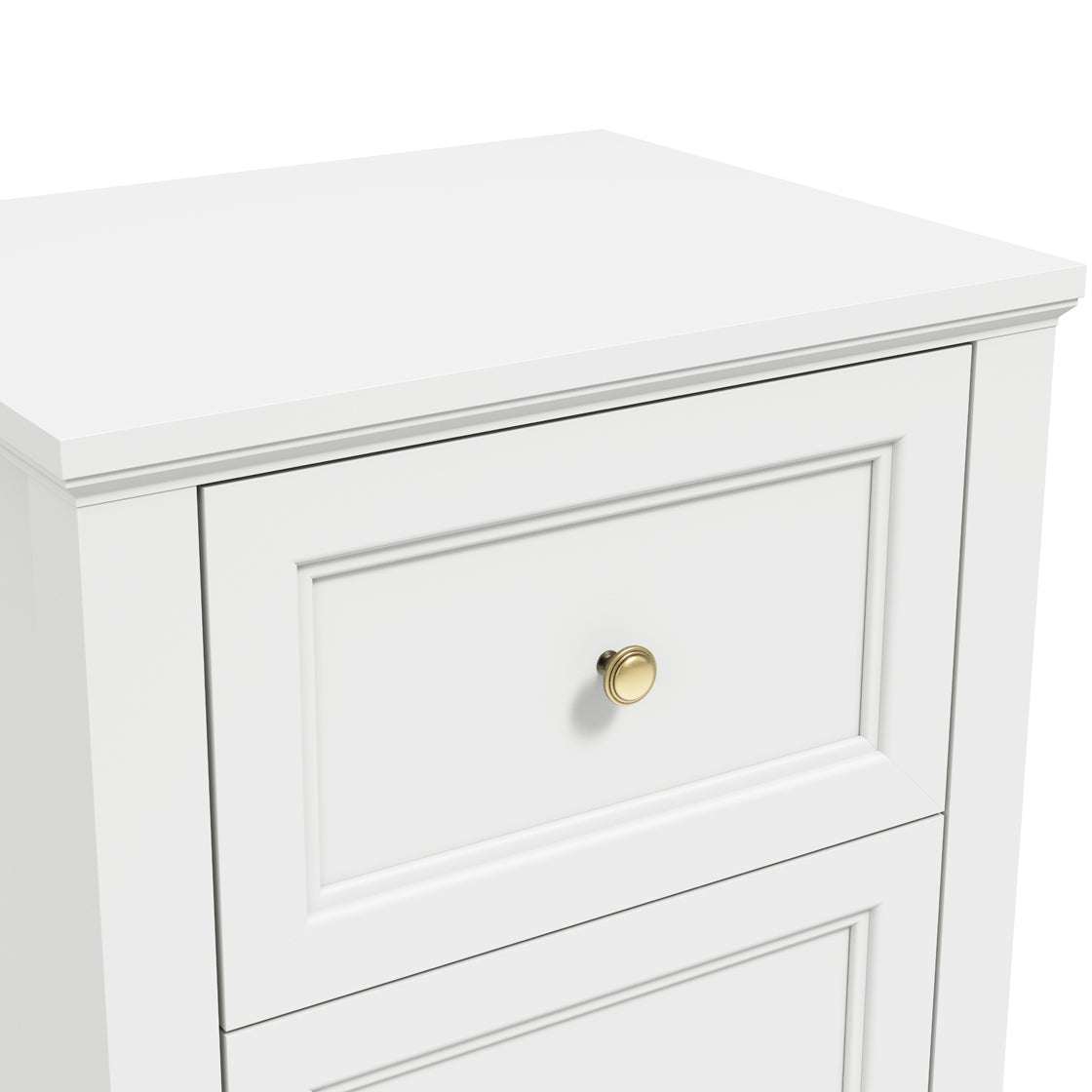 Tulle Panelled White Wood Bedside Table 2 Drawers
