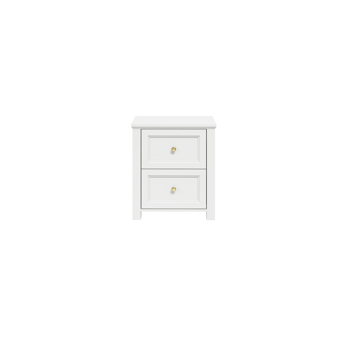 Tulle Panelled White Wood Bedside Table 2 Drawers