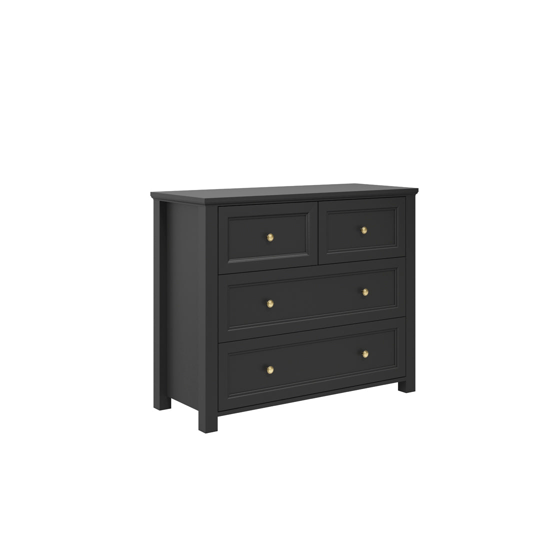 Tulle Panelled Black Wood 2 + 2 Storage Chest