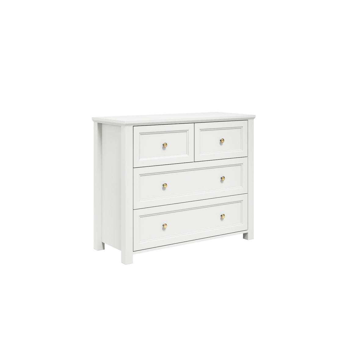 Tulle Panelled White Wood 2 + 2 Drawer Storage Chest