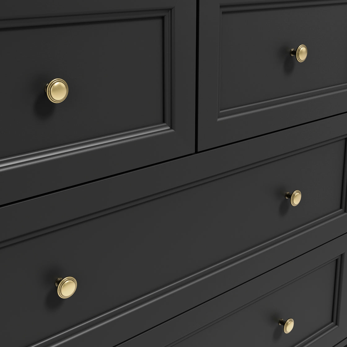 Tulle Panelled Black Wood 2 + 2 Storage Chest