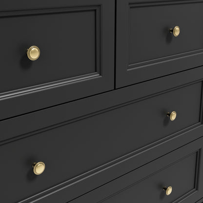 Tulle Panelled Black Wood 2 + 2 Storage Chest
