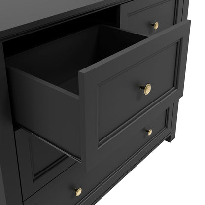 Tulle Panelled Black Wood 2 + 2 Storage Chest