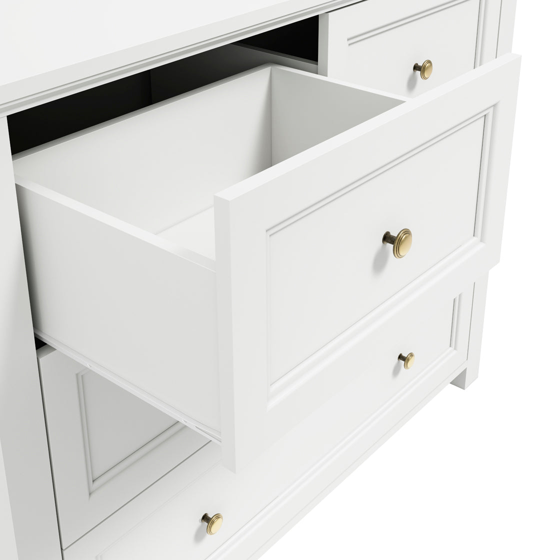 Tulle Panelled White Wood 2 + 2 Drawer Storage Chest