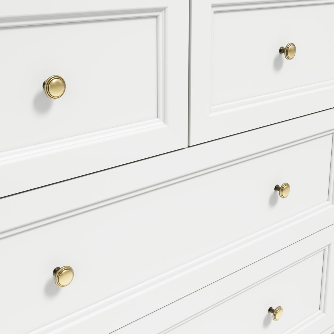 Tulle Panelled White Wood 2 + 2 Drawer Storage Chest