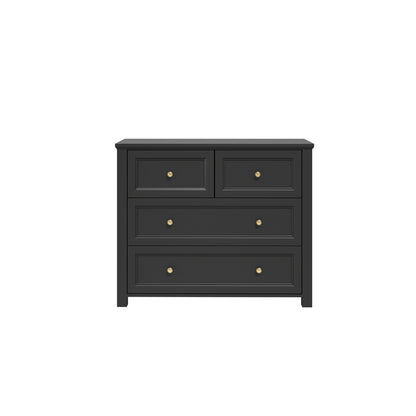 Tulle Panelled Black Wood 2 + 2 Storage Chest