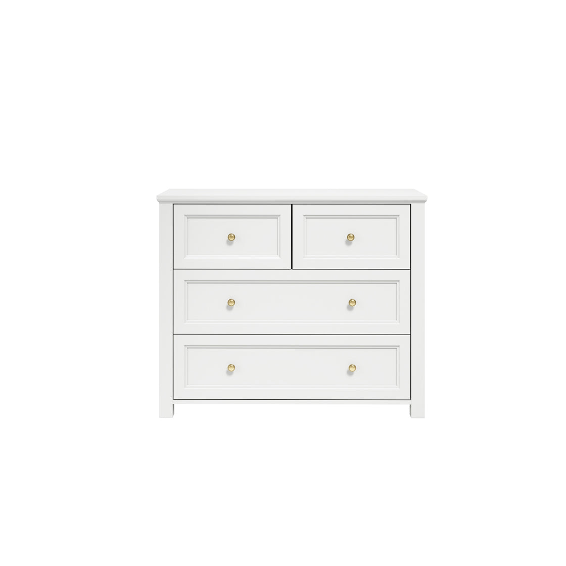 Tulle Panelled White Wood 2 + 2 Drawer Storage Chest