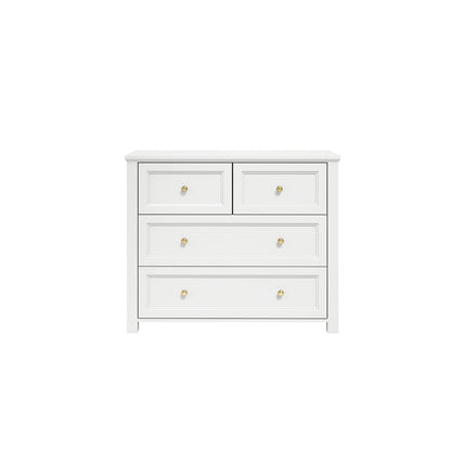 Tulle Panelled White Wood 2 + 2 Drawer Storage Chest