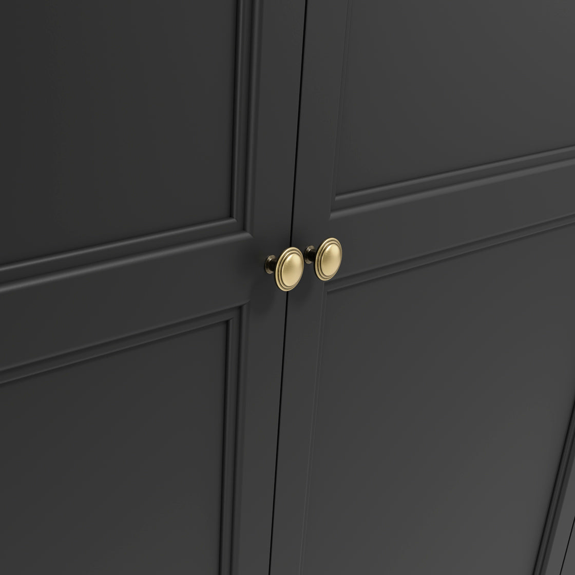 Tulle Panelled Black Wood 2 Door Wardrobe 1 Drawer