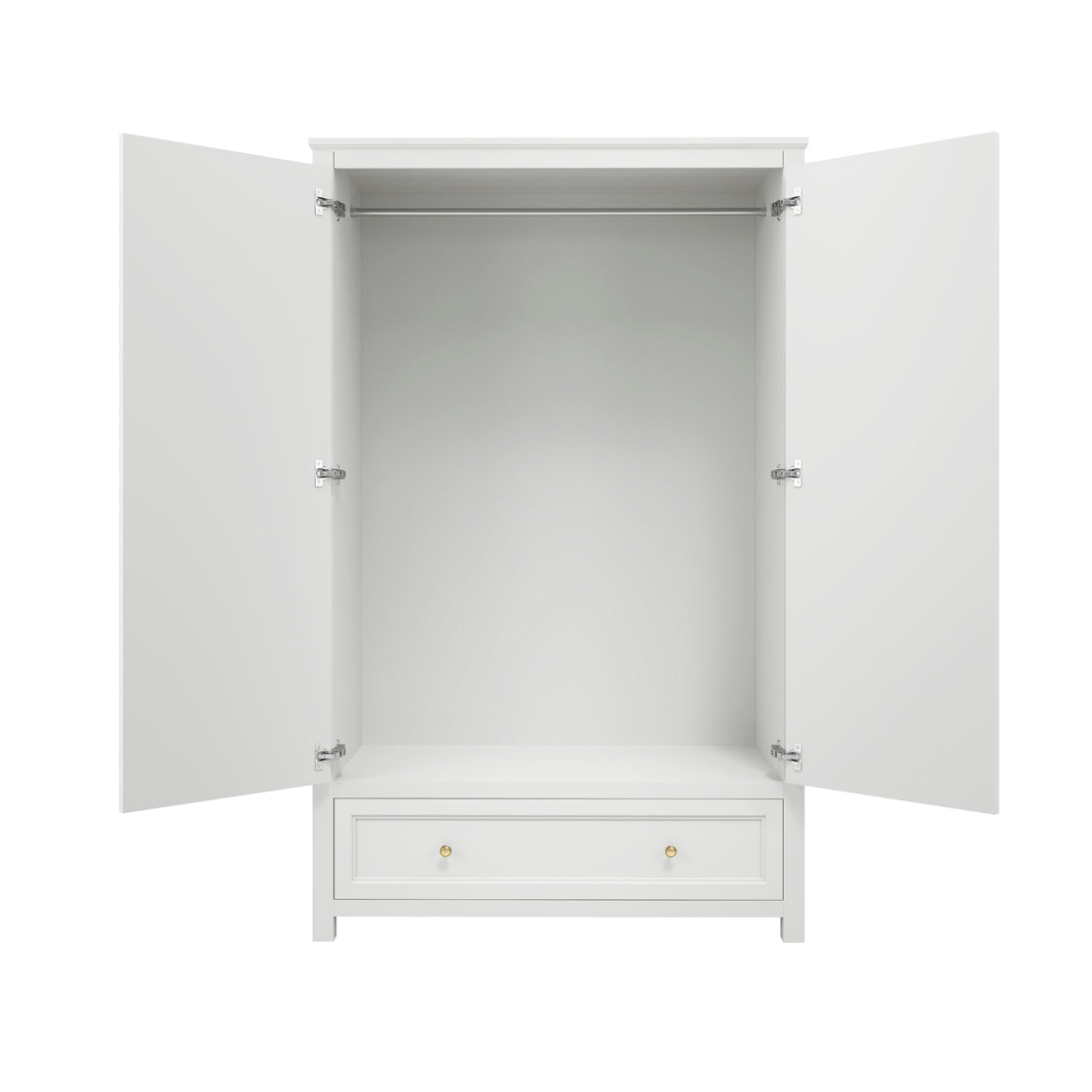 Tulle Panelled White Wood 2 Door Wardrobe 1 Drawer