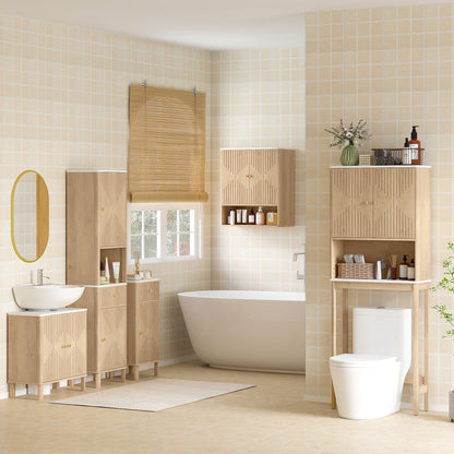 Fasu Slim Bathroom Storage Cabinet With Soft Close Drawer Rail Wood Effect Finish