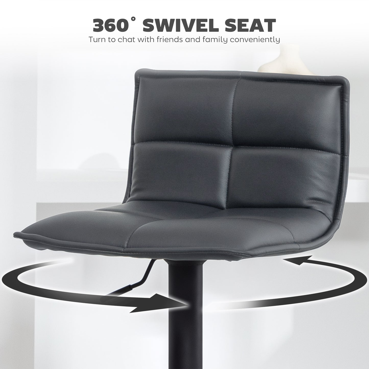 Miha Set Of 2 Dark Grey Modern Faux Leather Bar Chairs
