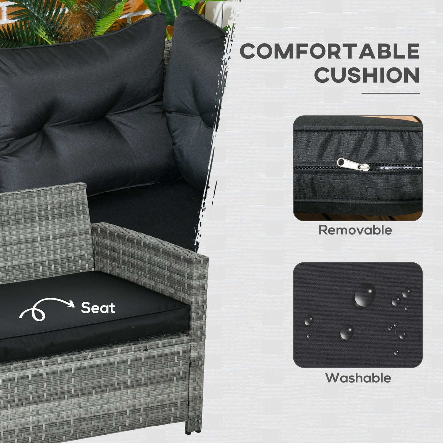 Sakale Grey Rattan 9 Seater Garden Furniture Set With Corner Sofa Footstools And Glass Table