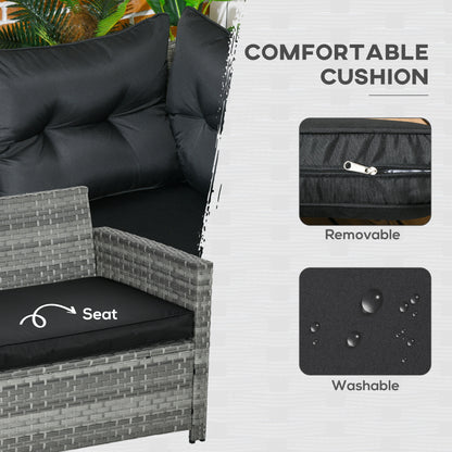 Sakale Grey Rattan 9 Seater Garden Furniture Set With Corner Sofa Footstools And Glass Table