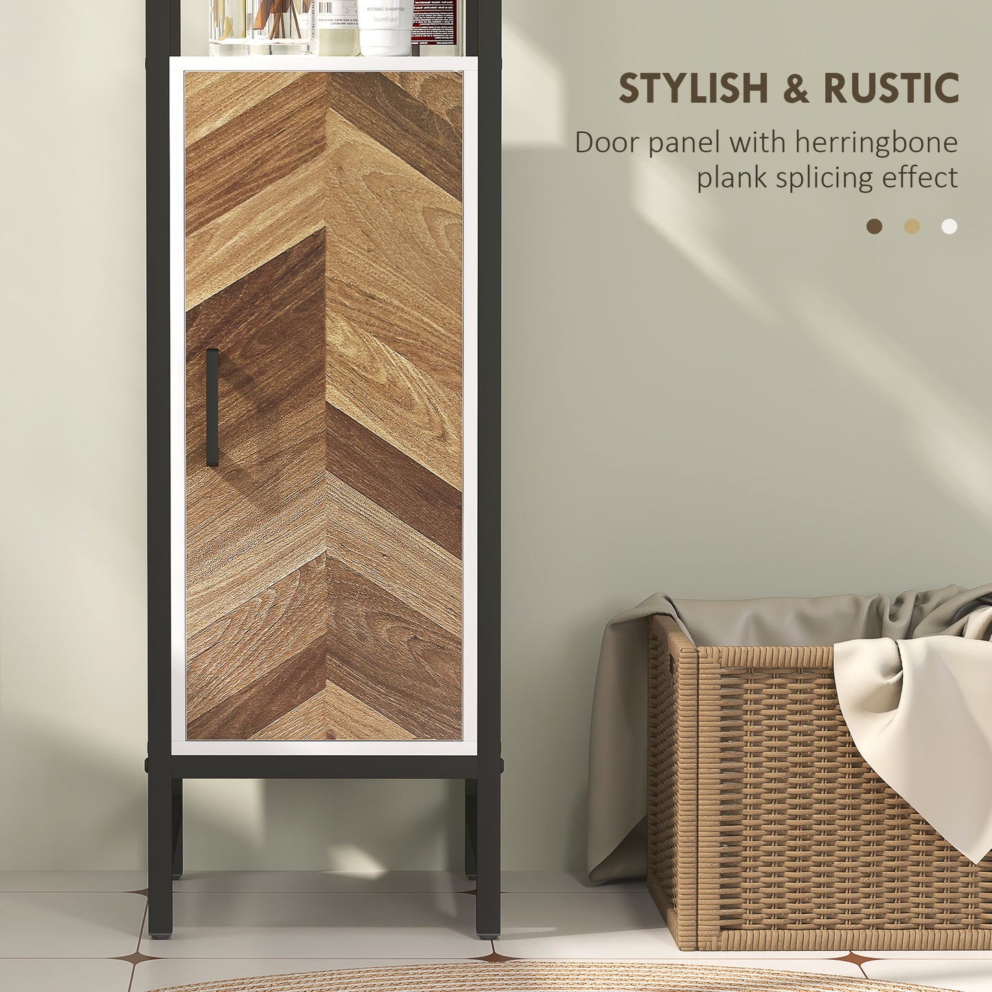 Yove Tall Narrow Bathroom Storage Cabinet With Adjustable Shelves For Multi Room Use