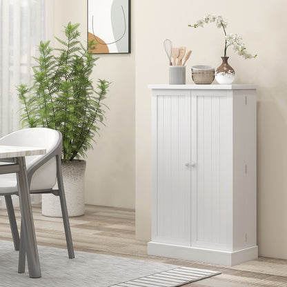 Kanese Wooden White 6 Tier Kitchen Pantry Cabinet With Slatted Door Racks