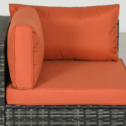 Lane Grey Rattan 4 Seater Outdoor Sofa Set With Orange Cushions