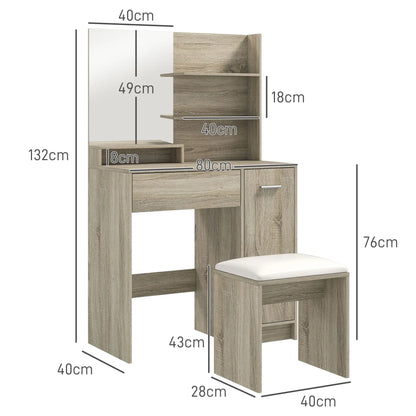 Marini Wood Effect Dressing Table And Stool Set With Storage