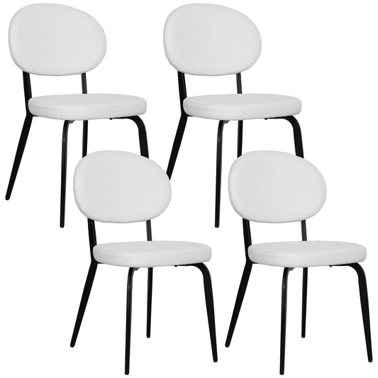 Supaco Boucle White Dining Chairs Set Of 4 With Soft Upholstery