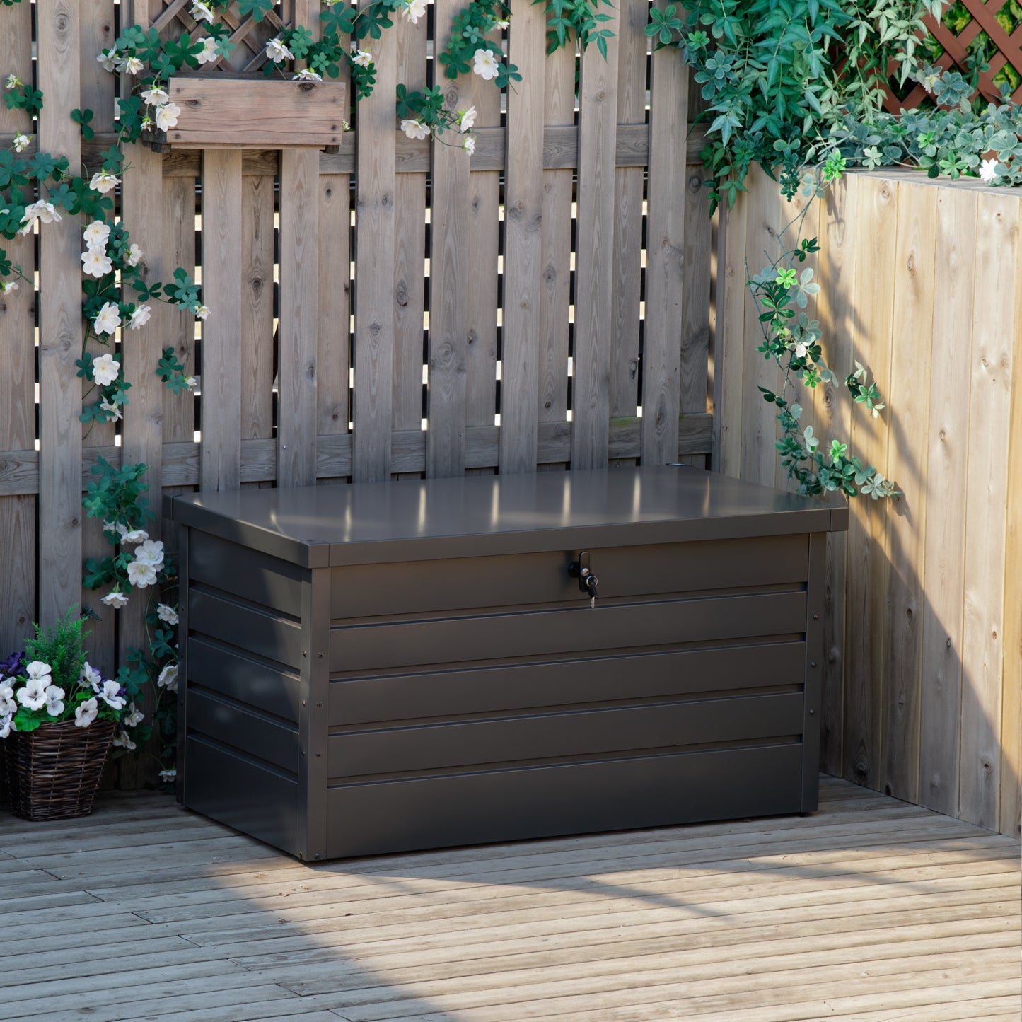 Ronamo Dark Grey Galvanised Steel Garden Storage Box 311 Litre