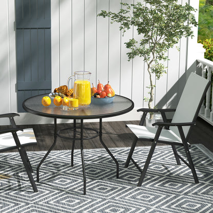 Rekapa Metal Black Glass Top Outdoor Table With Central Parasol Hole
