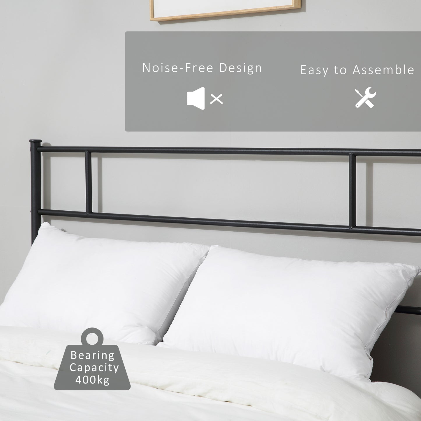 Faso 5FT King Size Metal Bed Frame with Headboard and Footboard