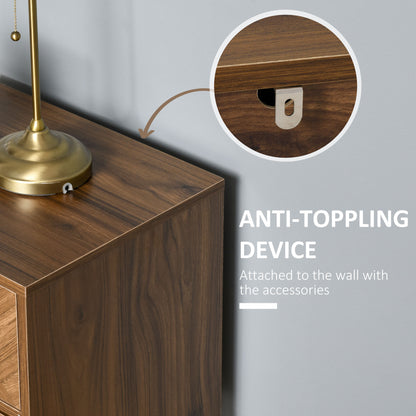Vira Walnut Set Of 2 Brown Bedside Tables With Chevron Herringbone Pattern Black Metal Legs