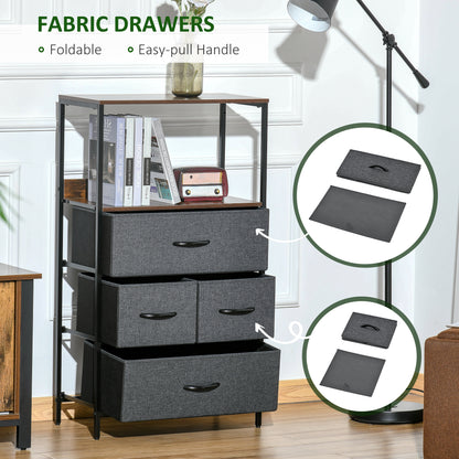 Lolula Wooden Black 4 Drawer Storage Chest With Open Shelf
