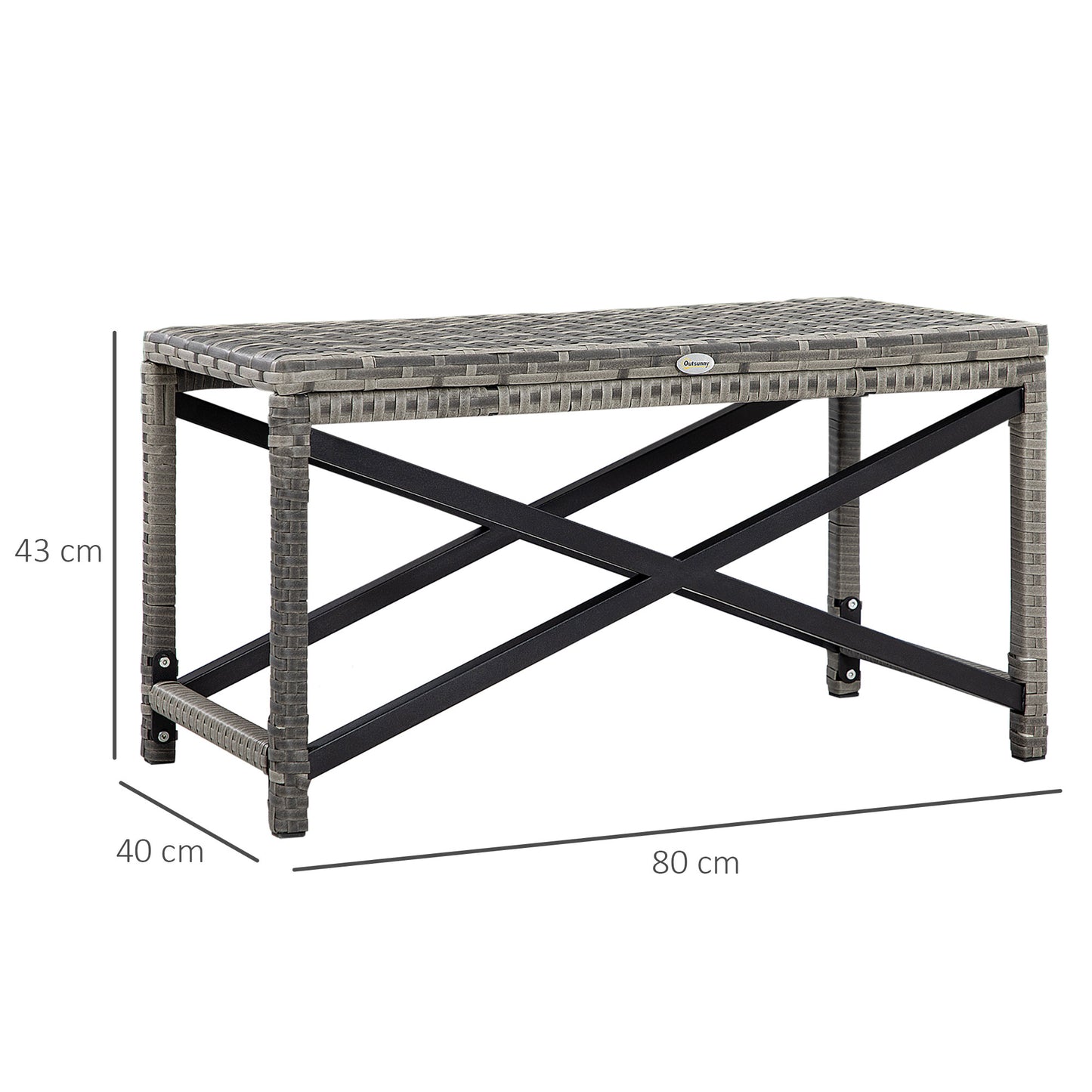 Donori Grey Rattan Outdoor Coffee Table With X Frame with Woven Top