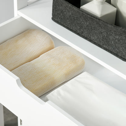 Disarike White Freestanding Storage Cabinet With Shelves Drawers And Double Doors For Bathroom Or Kitchen