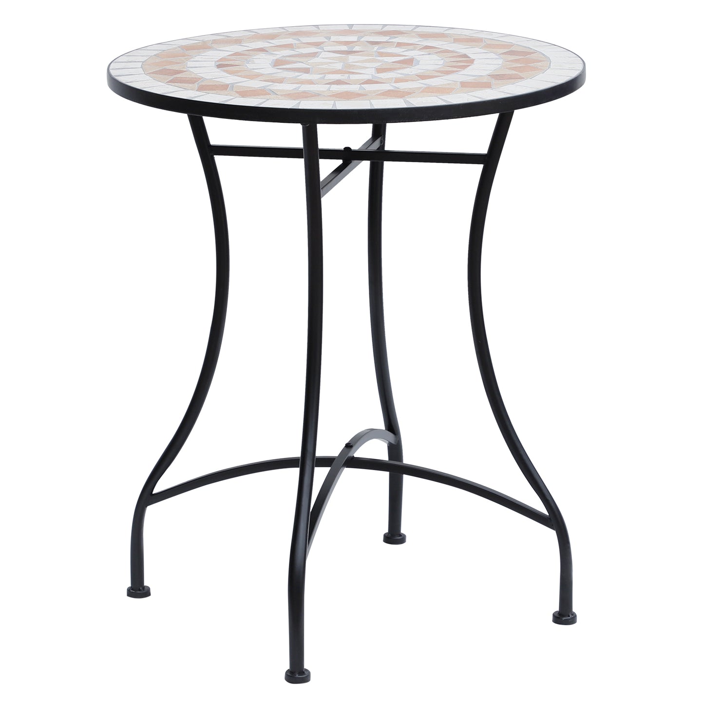 Lerava Ceramic Orange And White Round Mosaic Outdoor Bistro Table