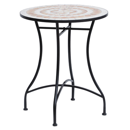 Lerava Ceramic Orange And White Round Mosaic Outdoor Bistro Table