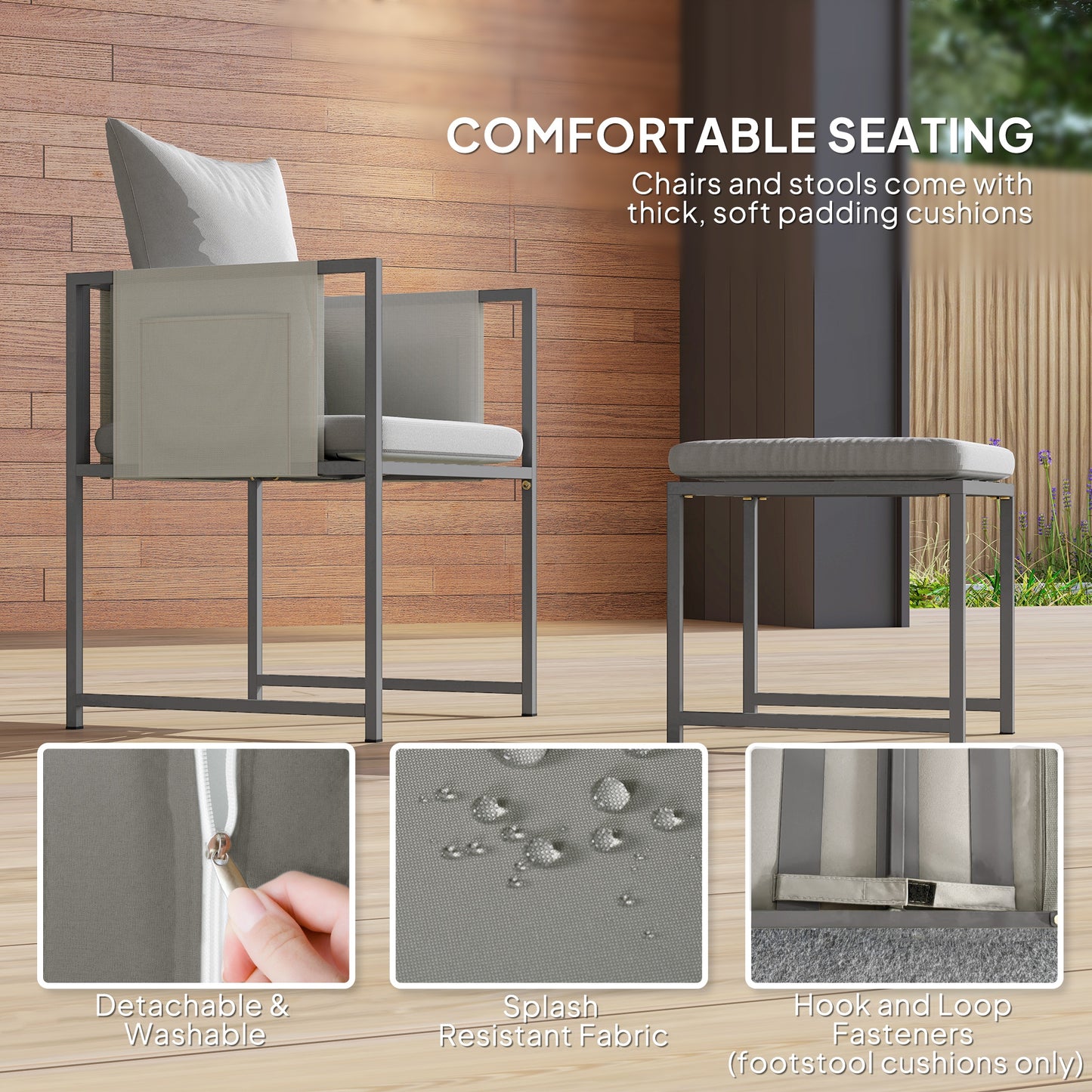 Layori 8 Seater Grey Steel Frame Garden Dining Set