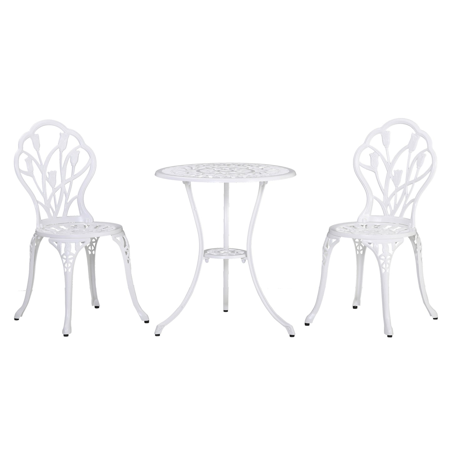 Vitano 3 Piece Aluminium Bistro Set With Balcony Table And Chairs In White