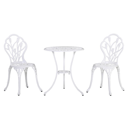 Vitano 3 Piece Aluminium Bistro Set With Balcony Table And Chairs In White