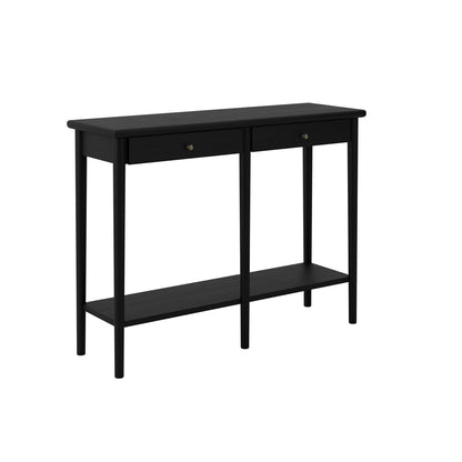 Newbridge Black Wooden Console Table 2 Drawers Bottom Shelf