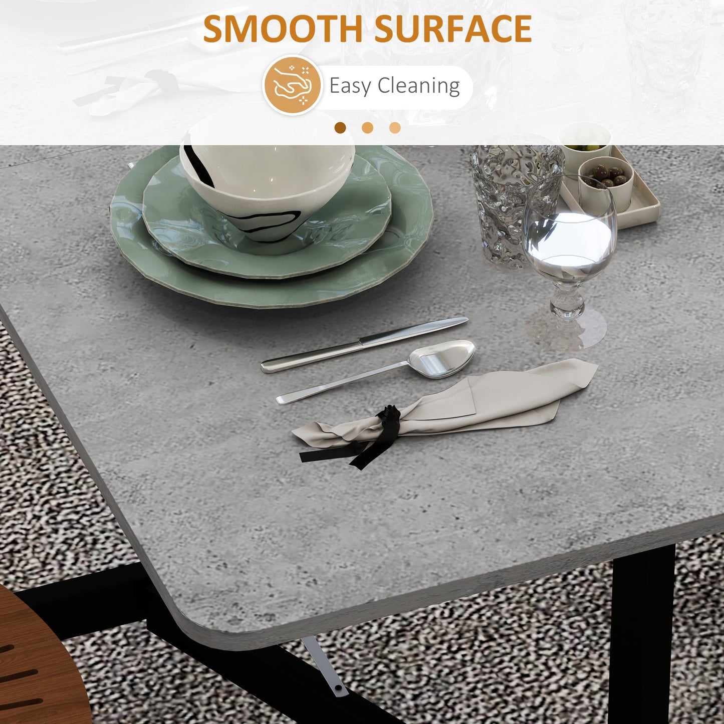 Ritodo Wooden Grey Marble Effect Mobile Drop Leaf Dining Table With Locking Castors