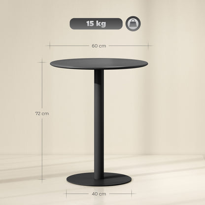 Lestaguette Metal And Wood Black Round Dining Table With Steel Base 60 x 60cm