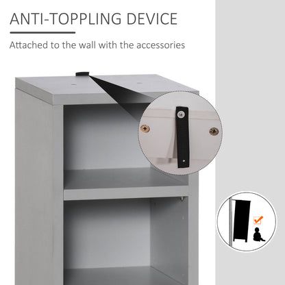 Nonono Wood Grey Set Of 2 Media Storage Towers With Adjustable Shelves