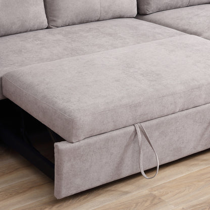 Kaba Fabric Light Grey 3 Seater Sofa Bed With Hidden Storage