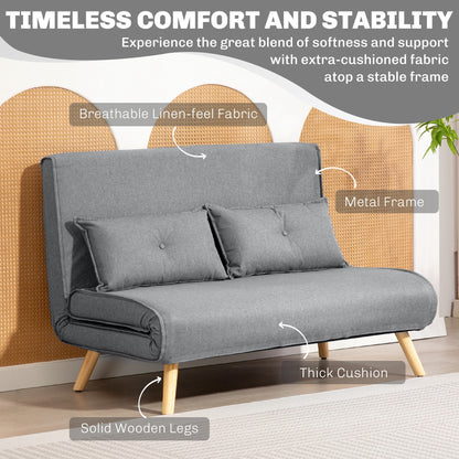 Maba Linen Look Grey 2 Seater Sofa Bed