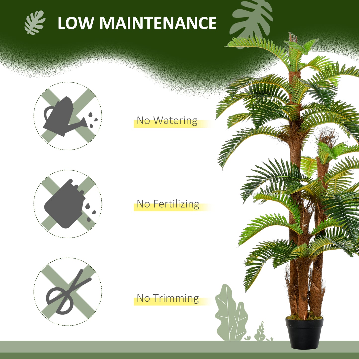 Nohane Roma Artificial Green Fern Style Plant In Pot For Interior Decorative Use