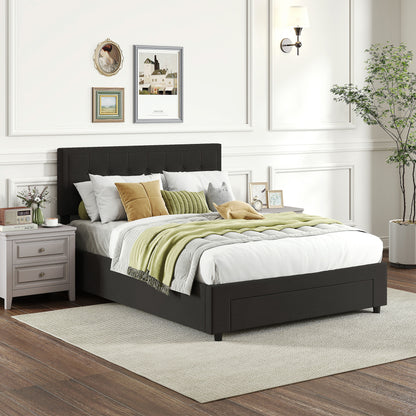 Mora 4FT6 Double Ottoman Bed Frame with Front Divan Drawer Storage Black