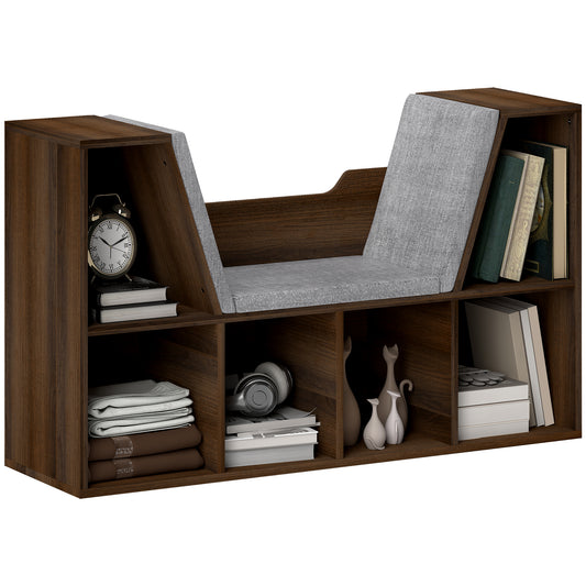 Elka Lado Wood Chestnut Cube Bookcase With Cushioned Reading Seat