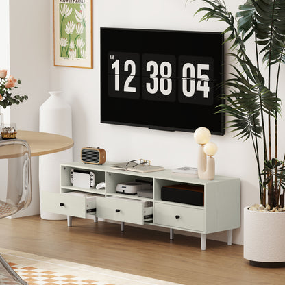 Kedito Cream White Multi Storage TV Stand 3 Drawers and Open Compartments