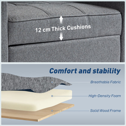 Soliri Grey Upholstered 3 In One Convertible Single Sofa Bed Tufted Cushion