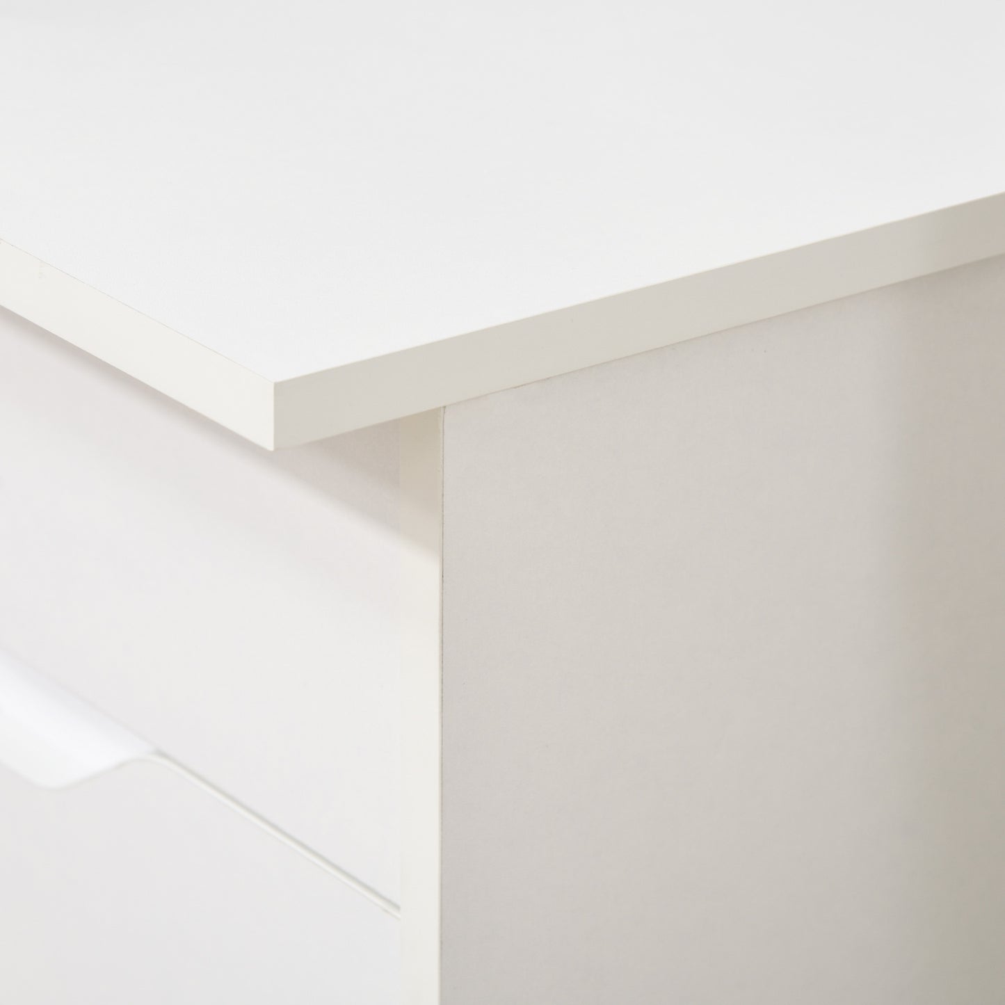 Niba 120cm High Gloss White Home Office Desk With Drawers And Storage Cabinet