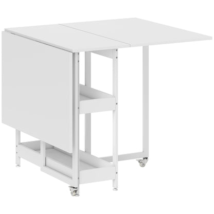 Luloso Wooden White Drop Leaf Dining Table Seating 4